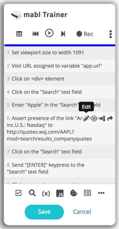 A screenshot showing how you can edit any step in your journey during training or after you've saved it.