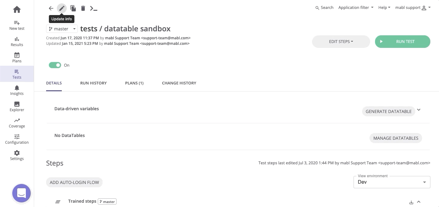 Associating-existing-tests-and-DataTables