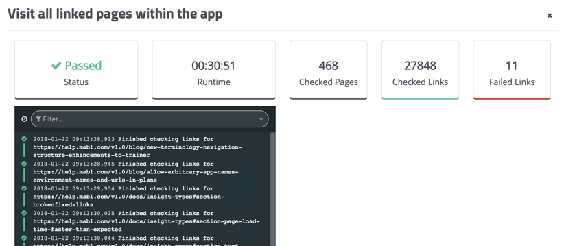 A screenshot showing how to click on “View Output” to see the overall status of your website Journey as of the first test run.