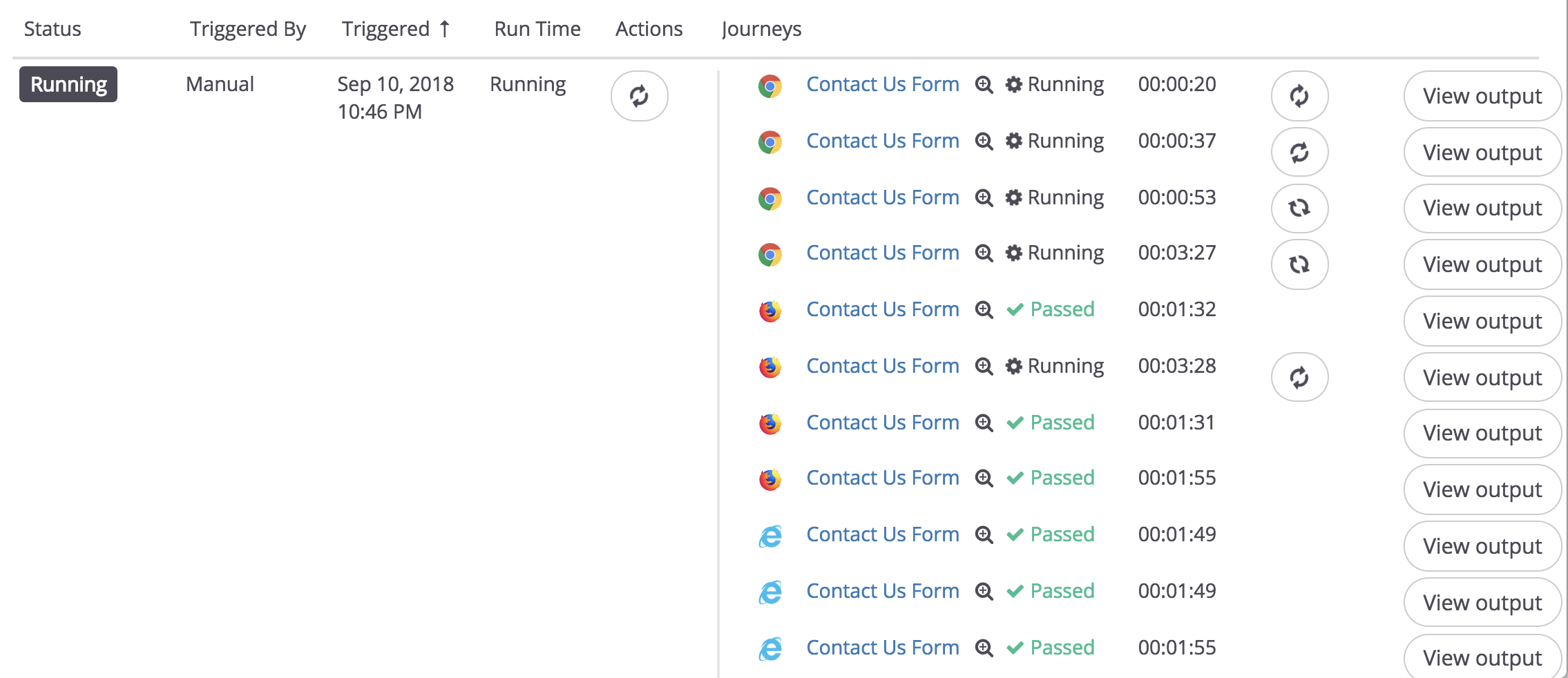 A screenshot showing that mabl comes with a testing cloud that runs tests across all the major browsers, in parallel.