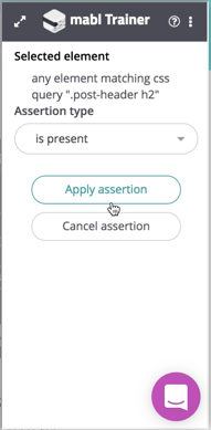 A screenshot showing how to apply an equals assertion to check that the notification label equals what it should.