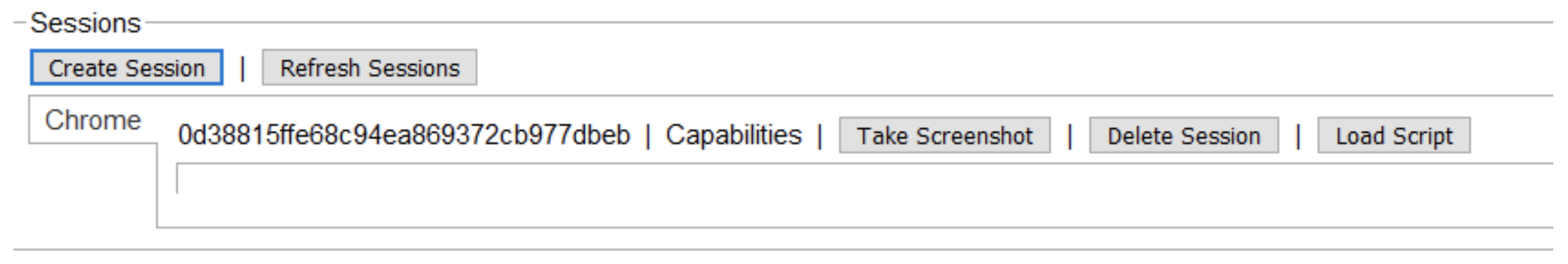 A screenshot of what's shown in a browser window that was opened when creating a new session.