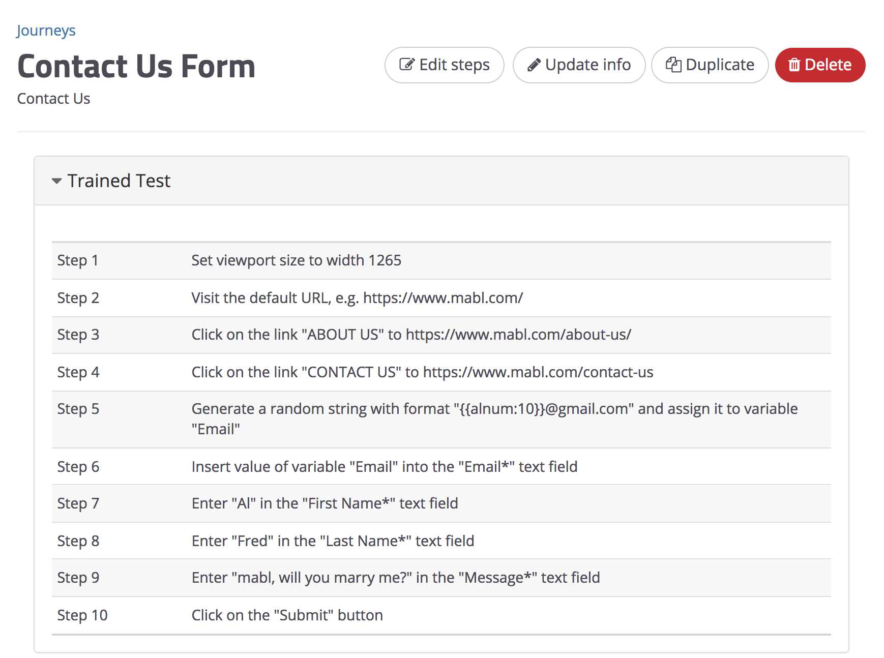 A screenshot showing a Contact Us Form reusable flow section.