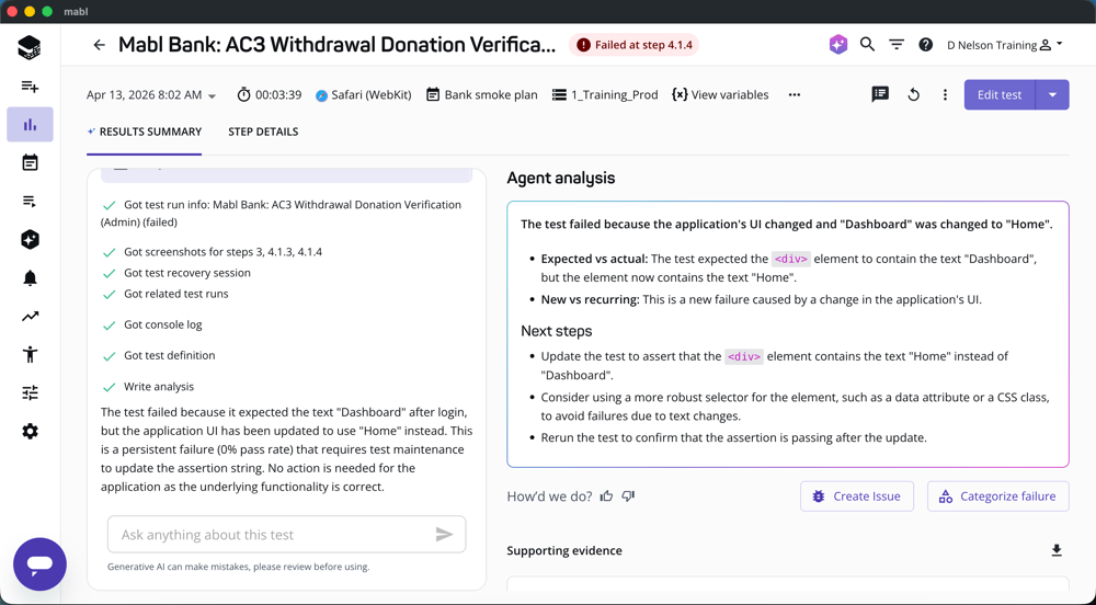AI Test Automation for Agentic Workflows | mabl