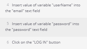 A screenshot showing an example of using data-driven variables in test steps.