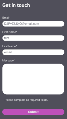 A screenshot of a mabl contact form.