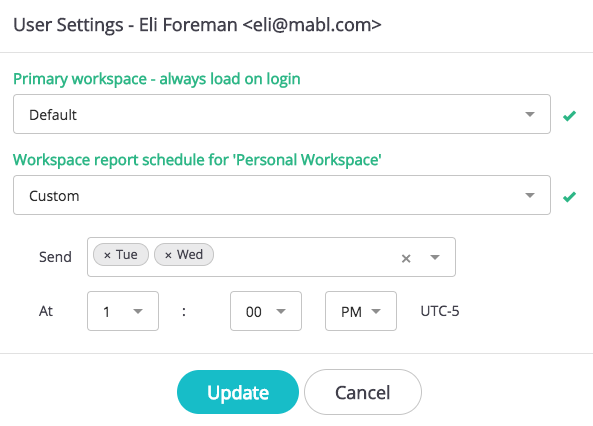 A screenshot showing that you can now set a custom schedule for email reports.