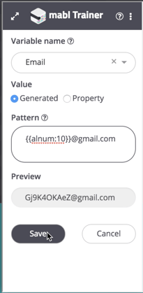 A screenshot showing how to save email as the variable name.