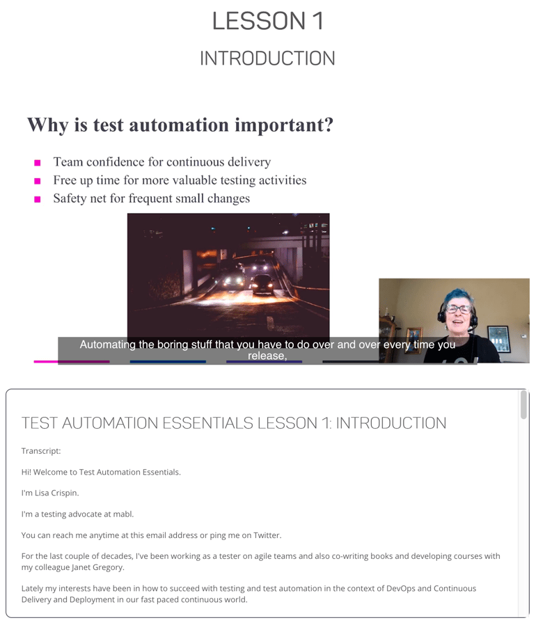 An introduction to test automation, outlining why its important and giving a transcript of the talk given by Lisa Crispin.