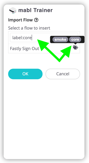 A screenshot showing how to add labels to your Flows to help you find the right Flow to insert when training a Journey.