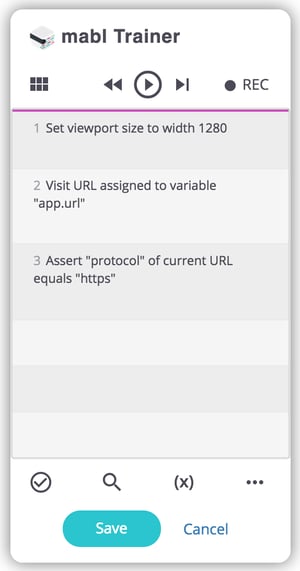 A screenshot showing how the mabl trainer has been given a visual refresh to make it easier to navigate the trainer.