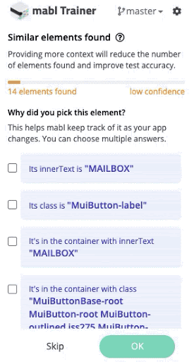 A gif showing how to drive up mabl’s execution confidence while lowering your time spent on test maintenance.