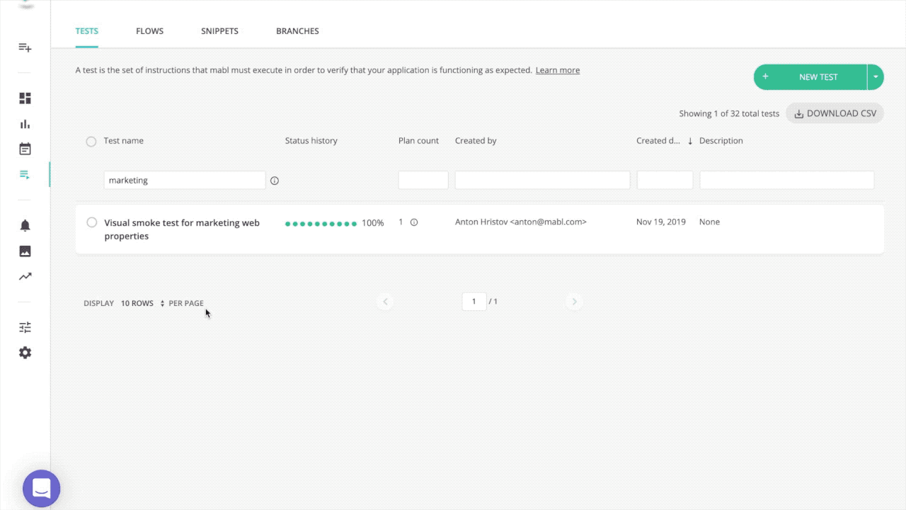 A gif showing how you can run smoke tests with a click of a button, on schedule, and as part of the CI/CD build process. 