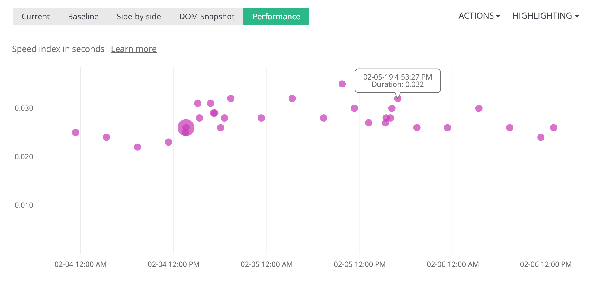 A screenshot showing how Speed Index uses Google Lighthouse metrics to indicate how users are likely to perceive the load speed.