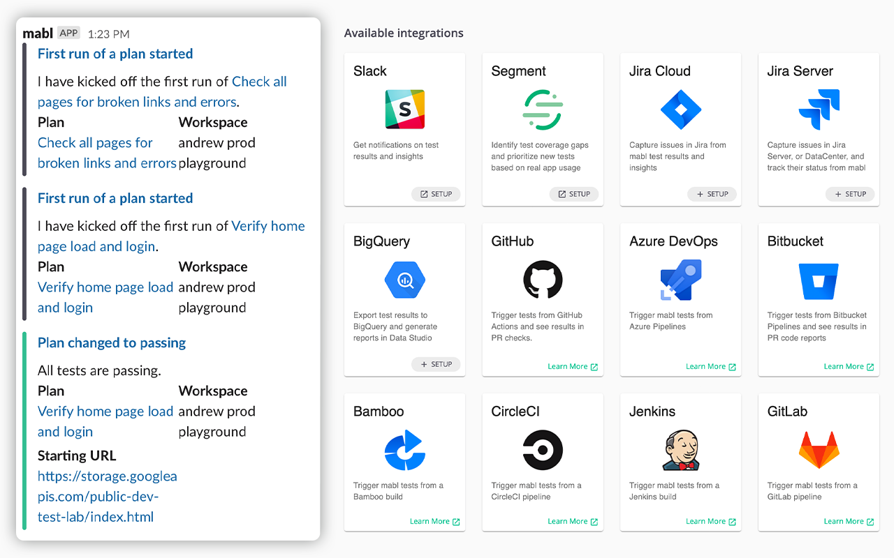 Integrations Menu