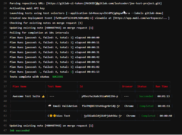 A screenshot showing that you need to update your GitLab pipeline definition with the publicly available mabl CLI image.