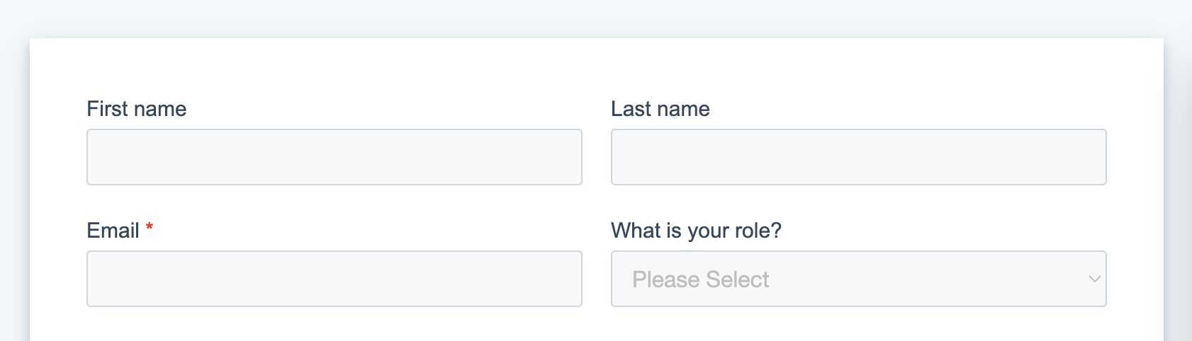 Example of clearly visible form labels