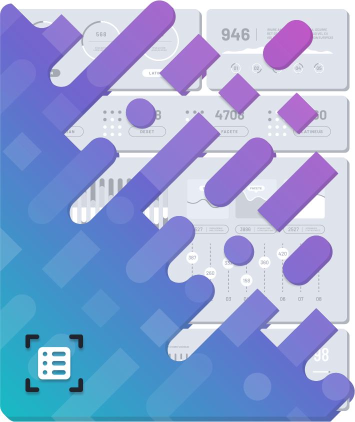 An app interface being covered with colorful elements